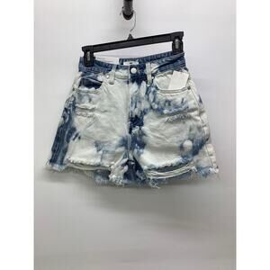 BP High Rise Acid Washed Jean Shorts Frayed Raw Hem